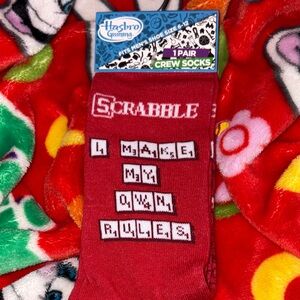 Scrabble Men’s Crew Socks women’s socks Red - size 6-12 NEW QUICK SHIP